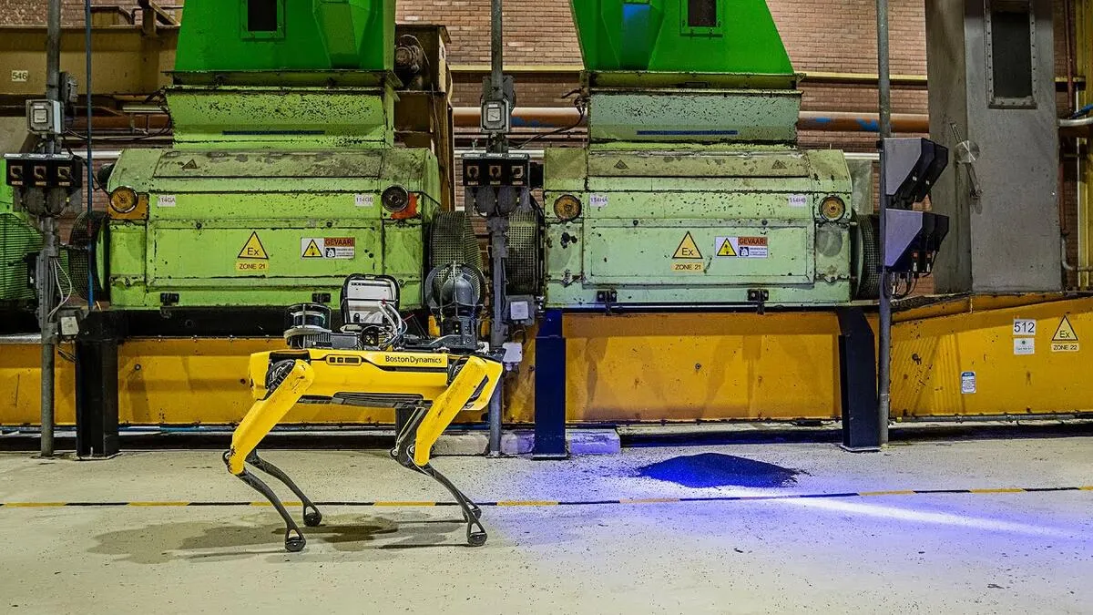 Boston Dynamics Spot robot performing thermal inspection of industrial equipment
